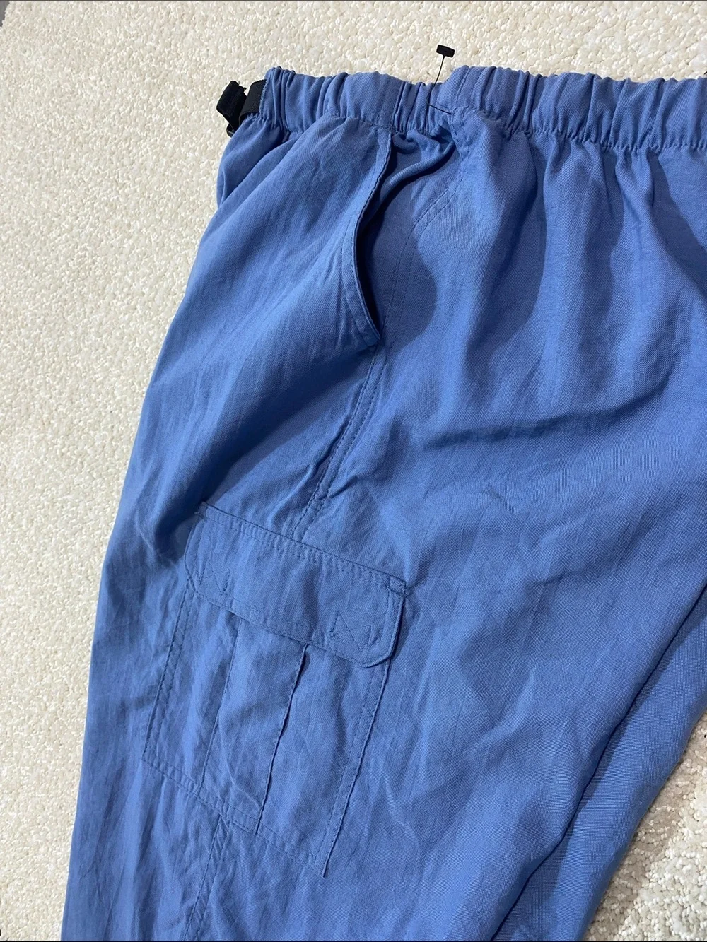 Prospirit Men's Navy Blue Cargo Pants with Elastic Waist Size M 100% Nylon